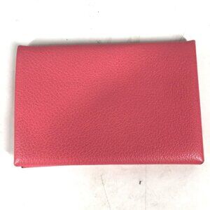HERMES Two fold Calvi Card Case Business card case Card Case Leather Roseet pink